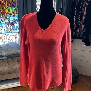 Van Heusen Women's V-Neck Sweater in Coral